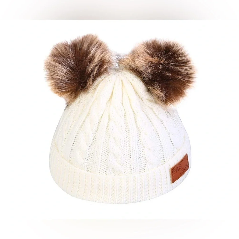 Winter Hat beige. kids winter hat fit for 1-6 years old boys and girls.